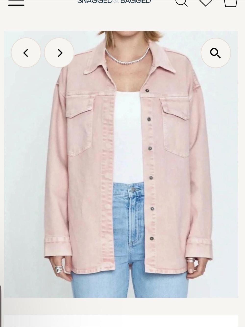 pistola Light Pink Oversized Jean Shacket